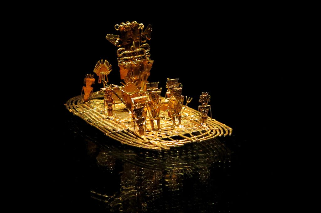 Balsa muisca en or représentant la cérémonie d'El Dorado, musée de l'Or, Bogotá