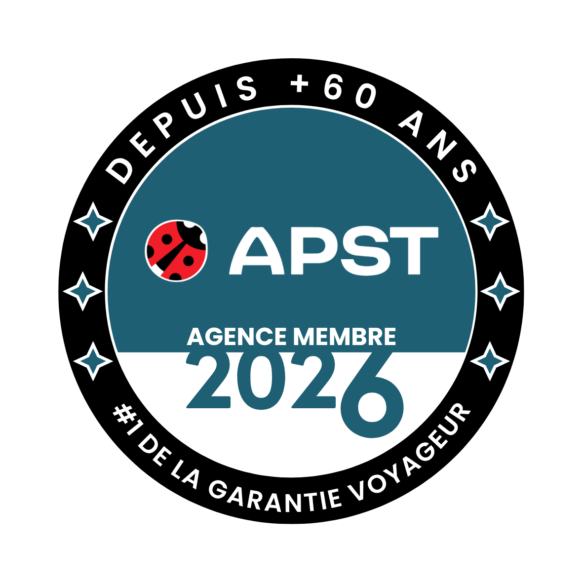 Badge circulaire APST agence membre 2026, garantie voyageur depuis plus de 60 ans